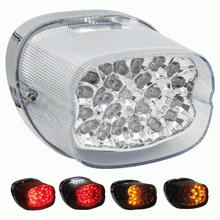 Load image into Gallery viewer, Harley Davidson 1999-2013 Clear LED Replacement Tail Light with Turn Signals | BC-HDTL4
