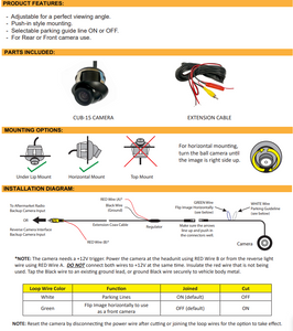 Universal Bullet Backup/Sideview Cam | UnderLip | Horizontal | Flush-Mount