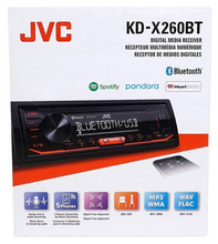 Load image into Gallery viewer, JVC KD-X260BT Built-in Bluetooth, AM/FM, USB, MP3, Pandora, Spotify, iHeart Radio Digital media receiver, Works with Apple and Android Phones, iPod/iPhone Music Playback
