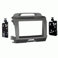 Carxtc Double Din Install Car Stereo Dash Kit for a Aftermarket Radio Fits 2011-2016 Kia Sportage W/Gray Color Dash Trim Bezel is Painted Gray