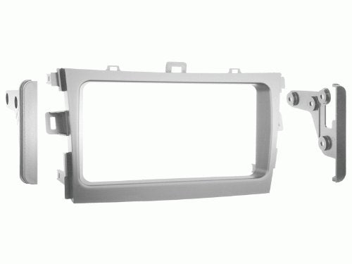 Carxtc Double Din Install Car Stereo Dash Kit for a Aftermarket Radio Fits 2009-2013 Toyota Corolla Trim Bezel is Painted Silver