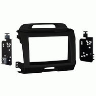 Carxtc Double Din Install Car Stereo Dash Kit for a Aftermarket Radio Fits 2011-2016 Kia Sportage W/Charcoal Color Dash Trim Bezel is Painted Charcoal