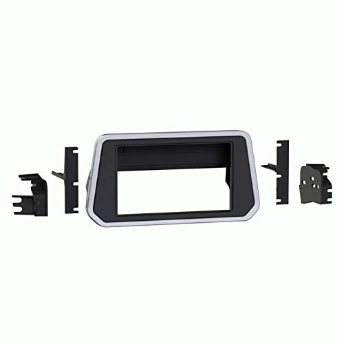 Carxtc Double Din Install Car Stereo Dash Kit for a Aftermarket Radio Fits 2019-2020 Nissan Altima Trim Bezel is Painted with A Gloss Black Face, Silver Trim, and A Textured Housing.