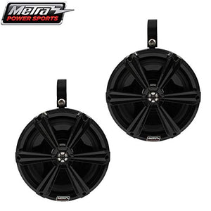 8" Coaxial Powersports Tower Speakers - with RGB LED Lights in Black Housing Marine Grade Can 2-Way Speaker 1 Pair