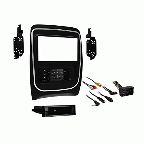 Carxtc Double or Single Din Install Car Stereo Dash Kit, Electronic Harness and Antenna Adapter for a Aftermarket Radio Fits 2014-2017 Dodge Durango Trim Bezel is Black