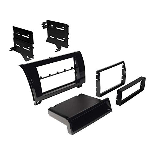 Carxtc Stereo Install Dash Kit Single and Double Din Fits Toyota Tundra 2007-2013 Gloss Black Kit