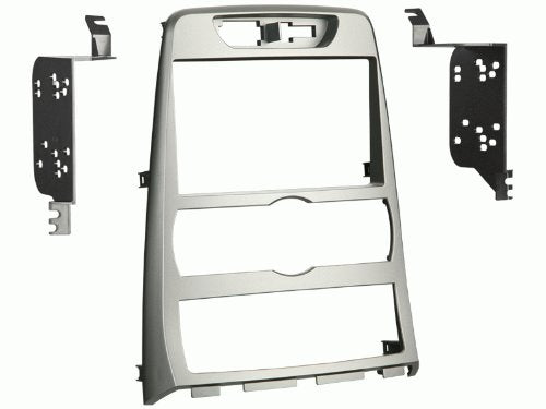Carxtc Double Din Install Car Stereo Dash Kit for a Aftermarket Radio Fits 2010-2011 Hyundai Genesis Coupe W/Auto Climate Trim Bezel is Painted Silver Non Navigation Replacement