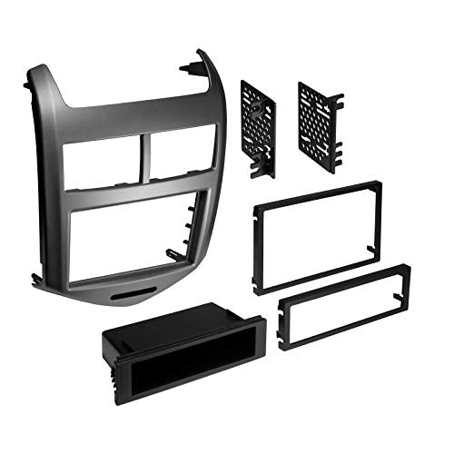 Carxtc Stereo Install Dash Double Din or Single Din Radio Fits Chevrolet Sonic 2012-2016 Painted Dark Argent