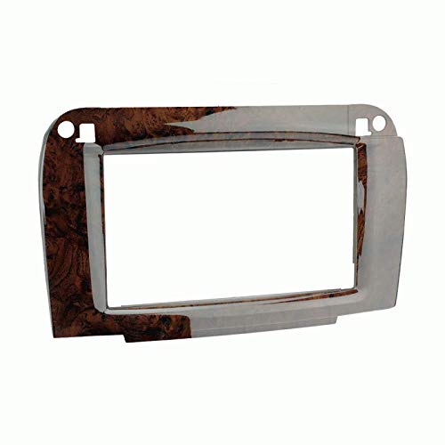 Carxtc Double Din Install Car Stereo Dash Kit for a Aftermarket Radio Fits 2003-2006 Mercedes CL-Class Trim Bezel is Finished in Wood-Tone