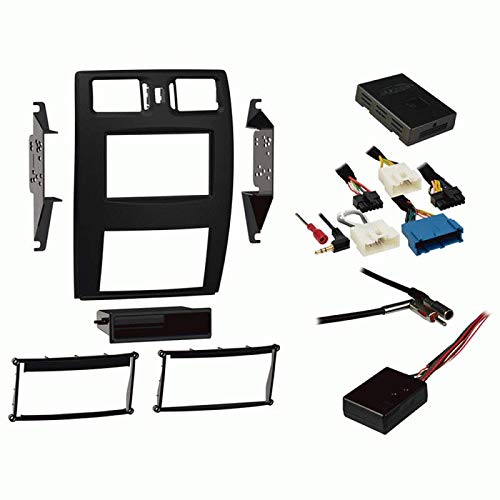 Carxtc Double or Single Din Install Car Stereo Dash Kit, Electronic Harness, Steering Controls and Antenna Adapter for a Aftermarket Radio Fits 2004-2009 Cadillac XLR Trim Bezel is Matte Black