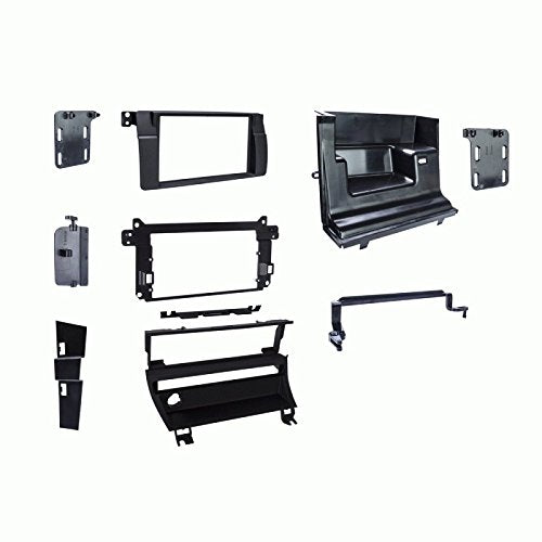 Carxtc Double Din Install Car Stereo Dash Kit for a Aftermarket Radio Fits 1999-2001 BMW 3 Series 1 Long Row of Buttons Trim Bezel is Painted Matte Black