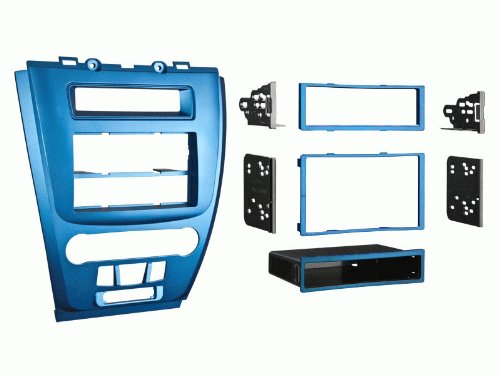 Carxtc Double or Single Din Install Car Stereo Dash Kit for a Aftermarket Radio Fits 2010-2012 Ford Fusion Painted Blue Trim Bezel is Blue