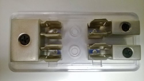 CARXTC AGU Fuse Block Holds 2 fuses Platinum Color (2 or 4 Gauge Input, 8 Gauge Output)