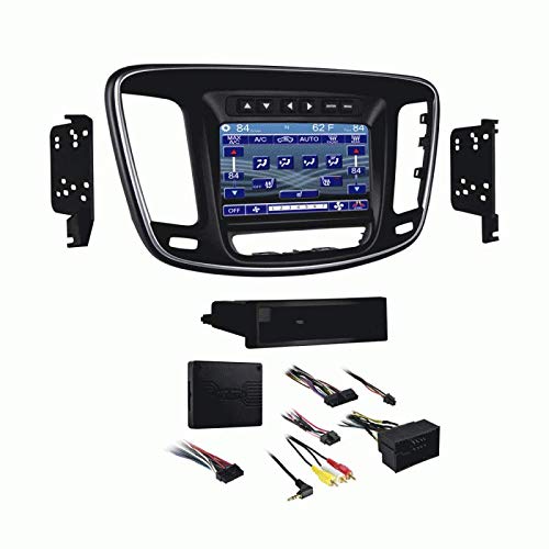 Carxtc Double or Single Din Car Stereo Dash Kit, Electronic Harness and Antenna Adapter for a New Radio Fits 2015-2016 Chrysler 200 C LTD S Trim w/ 5 or 8-inch Screen Matte Black w/Silver Trim