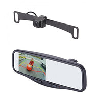 EchoMaster KLI4R Commerical Grade Backup camera kit includes LICENSE PLATE CAMERA (MOUNTS BEHIND) (PCAM-10I-N) and 4.3 inch REAR CAMERA DISPLAY MIRROR (PMM-4322-COM-PL) KLI4R