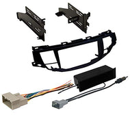 Carxtc Stereo Dash Kit + Wire Harness + Antenna Adapter Fits Honda Accord 08-12 Crosstour 10-12 Gray Metallic Color - Replaces Factory Navigation
