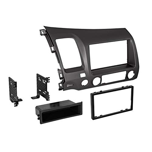 Carxtc Stereo Install Dash Double Din or Single Din Radio Fits Honda Civic 2006-2011 Painted Gray Metal