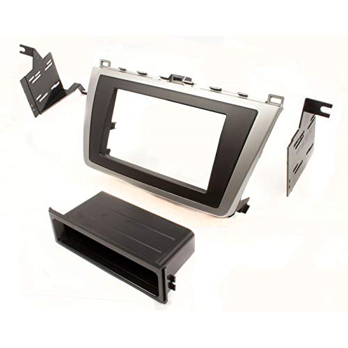 Carxtc Stereo Install Dash Double Din or Single Din Radio Fits Mazda 6 Mazda6 2009-2013 with Silver Outer Trim