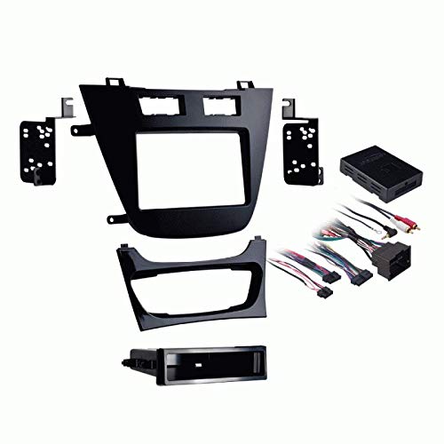 Carxtc Double or Single Din Install Car Stereo Dash Kit, Electronic Harness and Antenna Adapter for a Aftermarket Radio Fits 2011-12 Buick Regal w/Monochrome Screen and Key Start Trim Bezel is Black