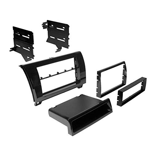 Carxtc Stereo Install Dash Kit Single and Double Din Fits Toyota Sequoia 2008-2018 Metallic Graphite (Dark Grey)