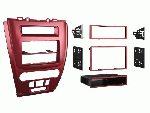 Carxtc Double or Single Din Install Car Stereo Dash Kit for a Aftermarket Radio Fits 2010-2012 Ford Fusion Painted red Trim Bezel is Red