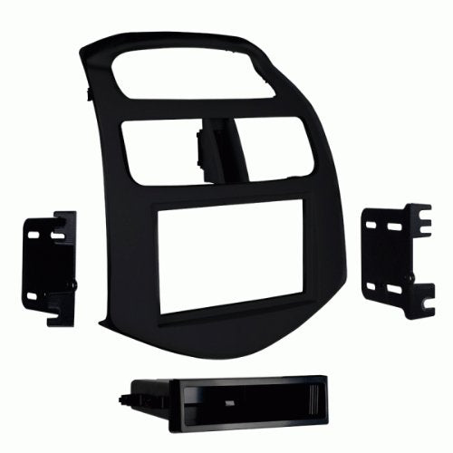 Carxtc Double or Single Din Install Car Stereo Dash Kit, Electronic Harness and Antenna Adapter for a Aftermarket Radio Fits 2013-2015 Chevrolet Spark Trim Bezel is Matte Black
