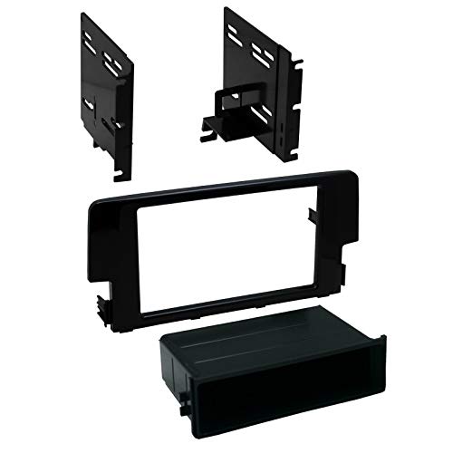 Carxtc Stereo Install Dash Kit Single and Double Din Fits Honda Civic Lx Lx-p 2016-2018 Black Gloss