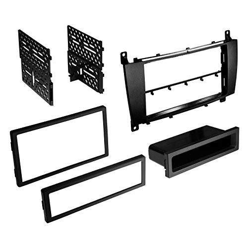 Carxtc Stereo Install Dash Kit Single and Double Din Fits Mercedes-Benz C Class and CLK Class 2005-2007 Only Compatible with Command Factory Radios