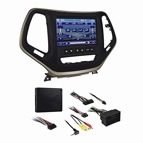 Carxtc Double or Single Din Install Car Stereo Dash Kit, Electronic Harness and Antenna Adapter for New Radio Fits 2014-2018 Jeep Cherokee All Except Sport Trim Trim Bezel is Bronze