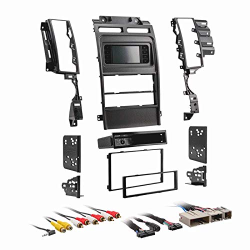 Carxtc Double or Single Din Install Car Stereo Dash Kit, Electronic Harness and Antenna Adapter for a Aftermarket Radio Fits 2010-2012 Ford Taurus w/Key Start Trim Bezel is Silver