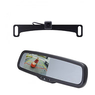 EchoMaster K104M License Plate Camera (Mounts Behind) (PCAM-10L-N) and a 4.3 inch Rear Camera Display Mirror (PMM-43-PL))