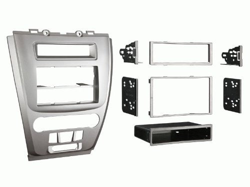 Carxtc Double or Single Din Install Car Stereo Dash Kit for a Aftermarket Radio Fits 2010-2012 Ford Fusion Painted Silver Trim Bezel is Silver
