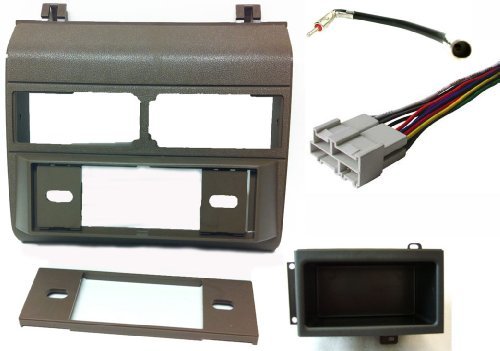 Carxtc Stereo wiring Harness, Dash Install Kit Faceplate, with FM Antenna Adaptor and Replacement Radio Pocket - Beige Kit Fits Chevy Fits Chevrolet GMC - 1992-94 BLAZER - FULL SIZE 1992-94 - CREW CAB