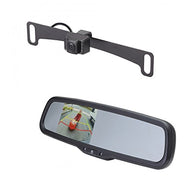 EchoMaster KLI3R Car Backup camera kit includes LICENSE PLATE CAMERA (MOUNTS BEHIND) (PCAM-10I-N) and 3.5 inch REAR CAMERA DISPLAY MIRROR (PMM-35-PL)
