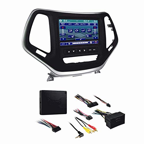 Carxtc Double or Single Din Install Car Stereo Dash Kit, Electronic Harness and Antenna Adapter for New Radio Fits 2014-2018 Jeep Cherokee All Except Sport Trim, Bezel is Silver