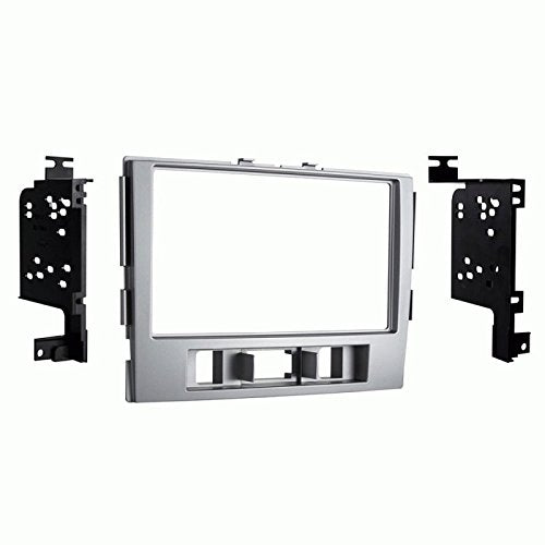 Carxtc Double Din Install Car Stereo Dash Kit for a Aftermarket Radio Fits 2010-2012 Hyundai Santa Fe Trim Bezel is Painted Silver Replace Navigation