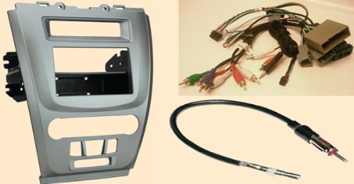 Radio Stereo Install Silver Dash Kit (single and double din) + Steering control wiring + canbus wire harness + antenna adapter for Ford Fusion 2010 2011 2012 and Mercury Milan 2010